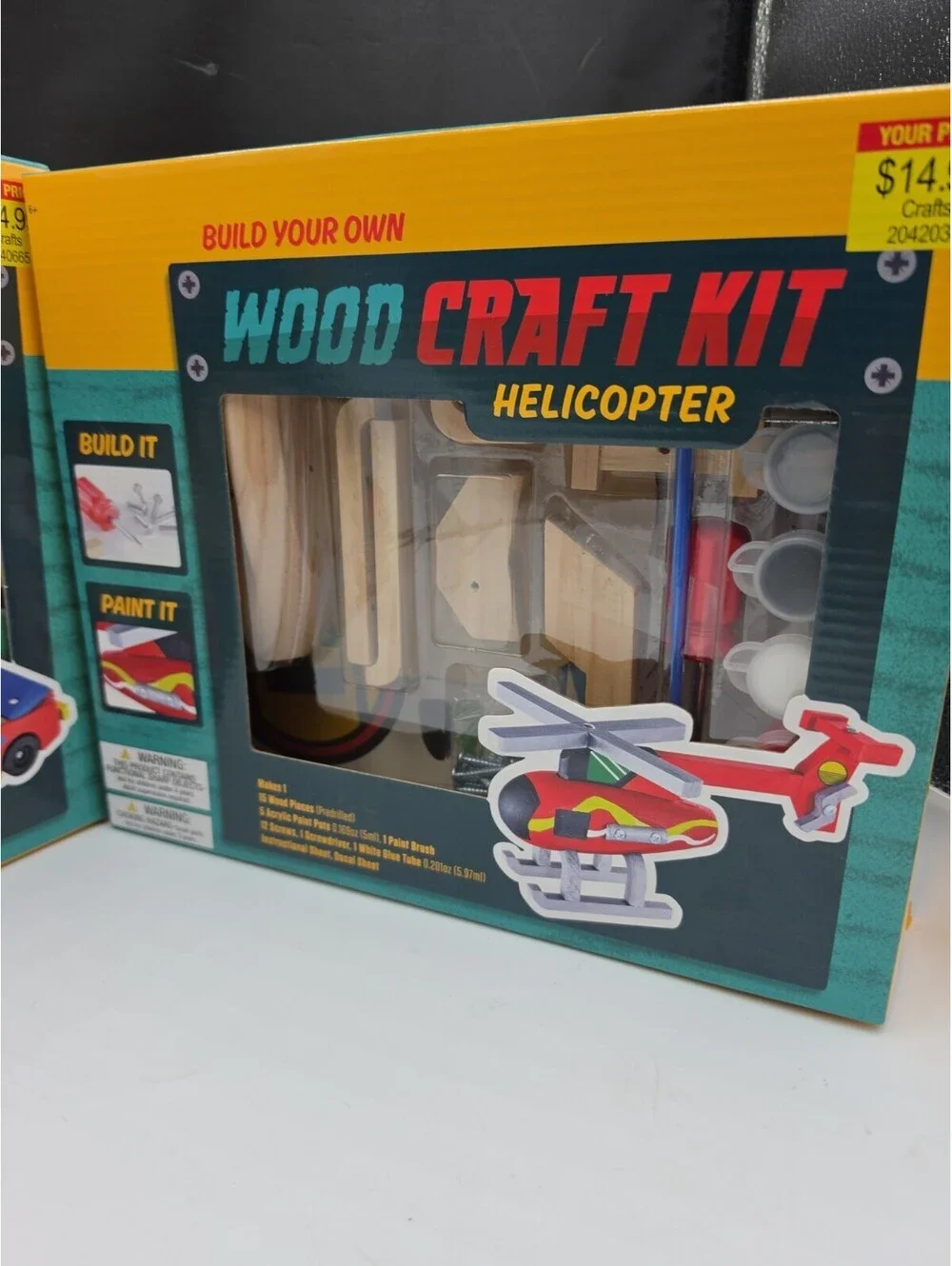2 Wood Craft Kits Helicopter & Race Car. New